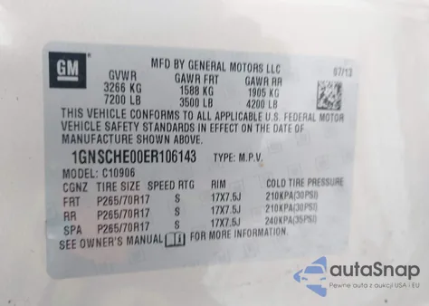 2014 Chevrolet Suburban 1500 Ls from USA, damaged, VIN 1GNSCHE00ER106143